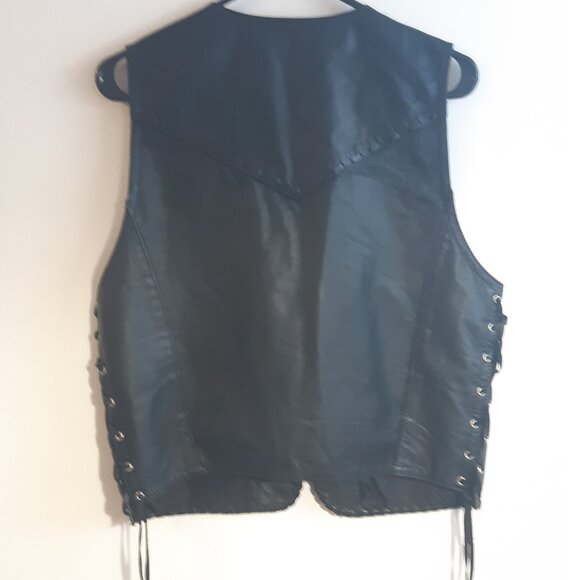 Vintage Genuine Leather - Men's - Sleeveless Vest - Embossed Eagle - Biker Style - Picture 11 of 13